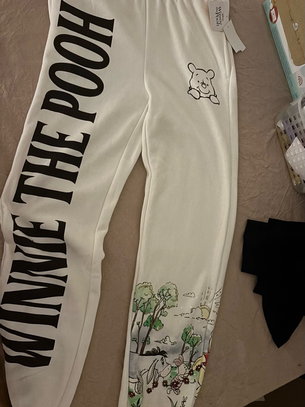 Disney Winnie the Pooh Joggers - Cream with Black Drawstring